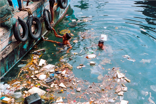 Water pollution sea
