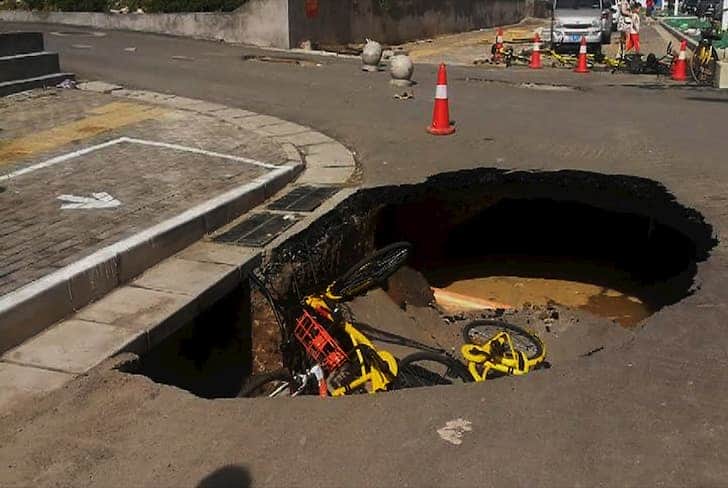 bicycles-in-sinkhole