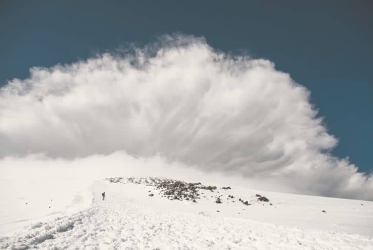 Avalanche color line icon. A natural disaster linked to snow. When