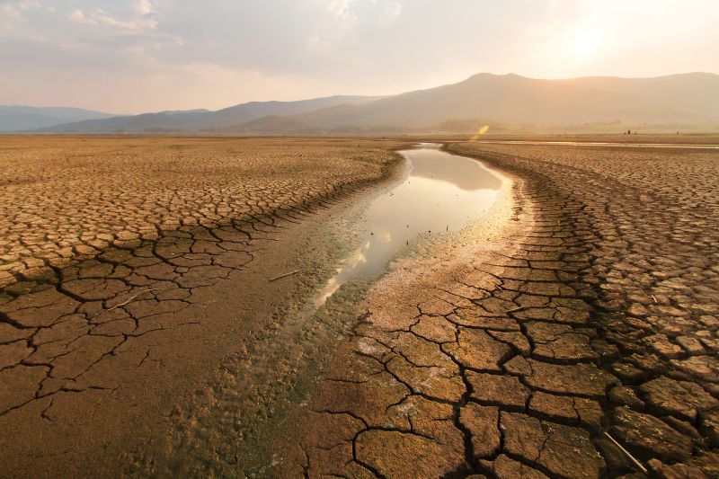 The dried Euphrates river