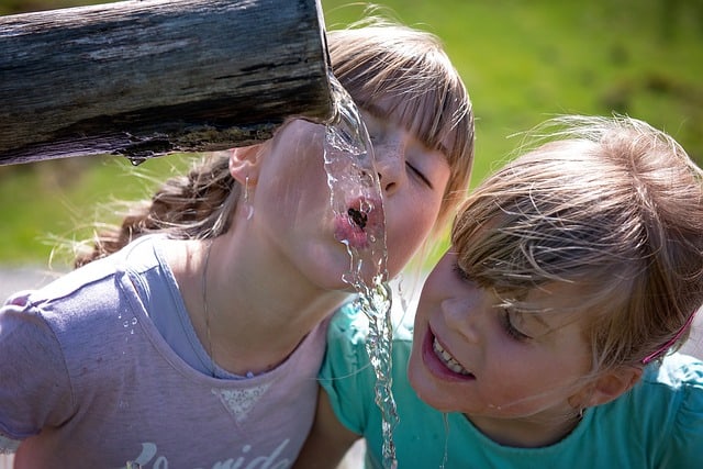 human-children-girl-blond-drink-water